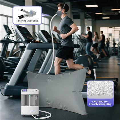 Màquina portàtil EWOT amb bossa d’embassament de 1000L per a l’entrenament d’oxigenoteràpia